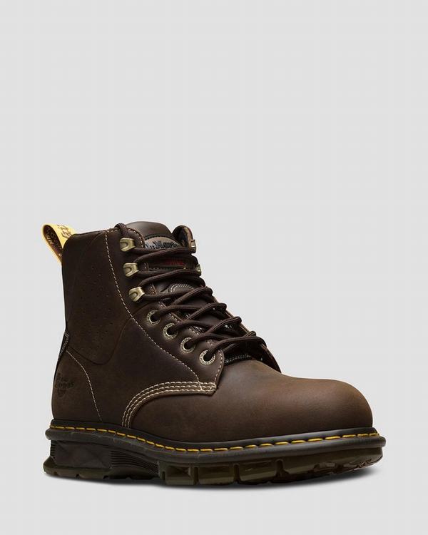 Dr Martens Pánské Pracovní Boty Britton Steel Toe Tmavě Hnědé, CZ-843720